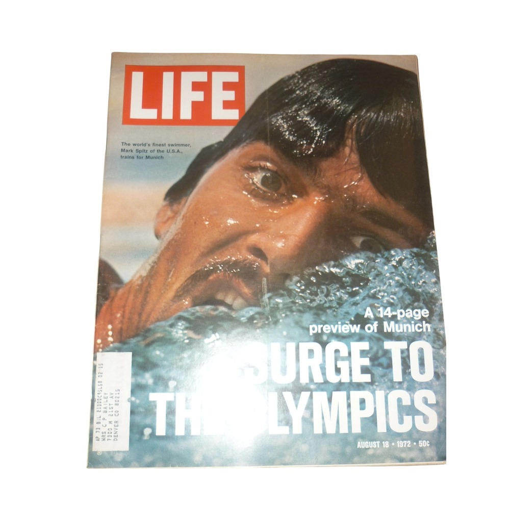 Vintage LIFE Magazine August 18 1972 Mark Spitz‎ Munich Olympics Preview Ads